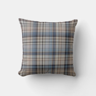 Leisteenkeitjes Blauw, Bruin en Grijs Karo Kussen