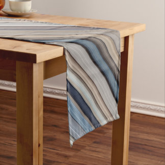 Leisteenkeitjes blauw en bruin gestreept korte tafelloper
