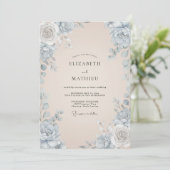 Leisteenroze Champagnetint Peony Bruiloft Kaart (Staand voorkant)