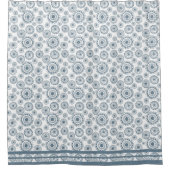 Leistgrijs blauw cirkelvormig ventilatorpatroon douchegordijn (Voorkant)