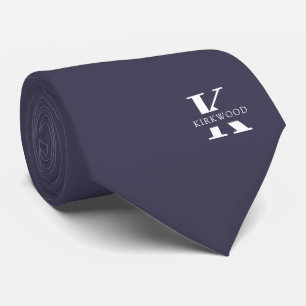 Leistgrijs elegant monogram + naam   tweeslachtig stropdas