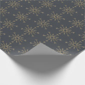 Leistgrijze houtskool Gold Snowflake Cadeaupapier (Hoek)