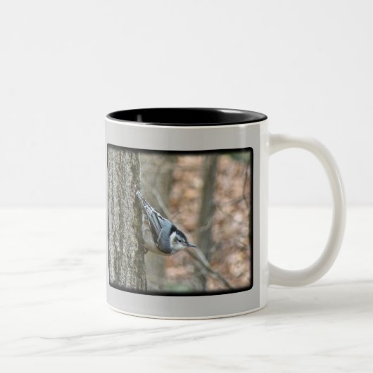 Leistgrijze Nuthatch Songbird Coordinated Items Tweekleurige Koffiemok (Rechts)