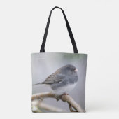Leistkleurige donkergeoogste Junco op de perenboom Tote Bag (Achterkant)