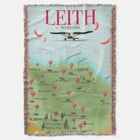 Leith Schotland vintage stijl kaart Deken (Voorkant Verticaal)
