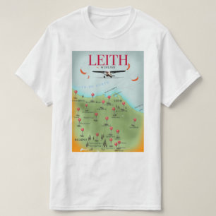 Leith Schotland vintage stijl kaart T-shirt