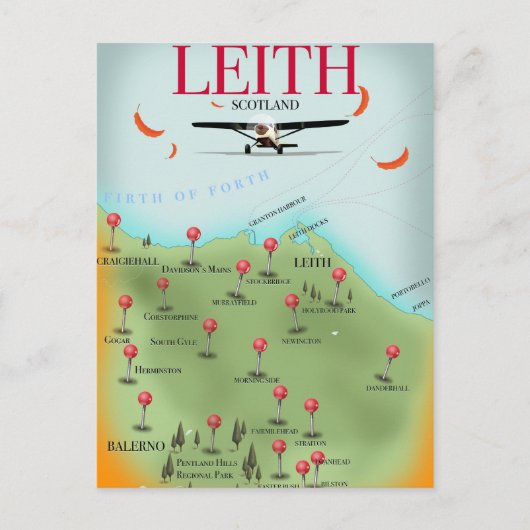 Leith Scotland  stijlkaart Briefkaart (Voorkant)