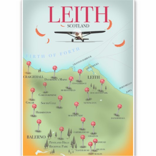Leith Scotland  stijlkaart Sticker (Voorkant)