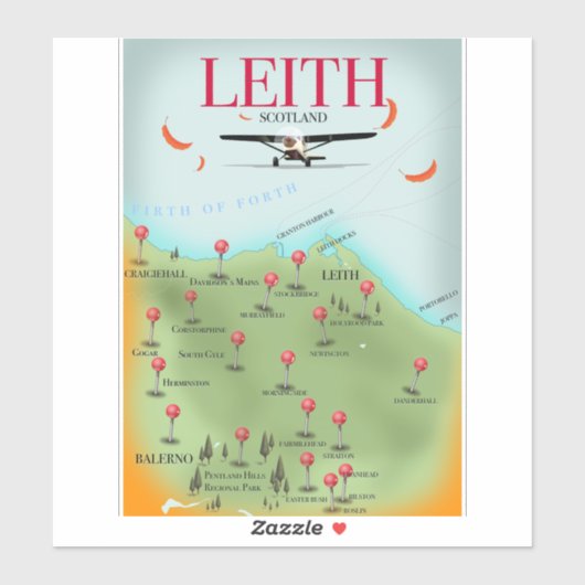 Leith Scotland  stijlkaart Sticker (Vel)