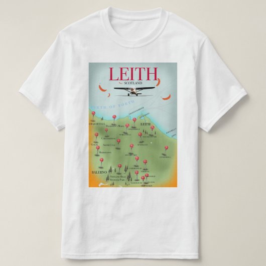 Leith Scotland  stijlkaart T-shirt (Design voorkant)