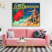 Leiv Eriksson Apple Label - Cashmere, WA Canvas Afdruk (Insitu (Woonkamer))