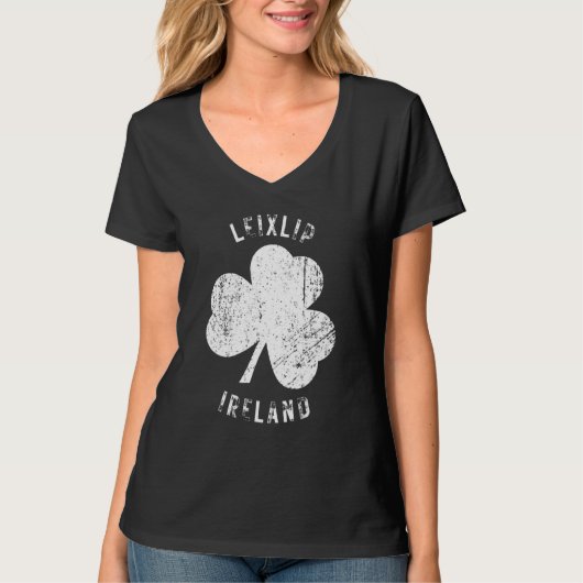Leixslip Ireland Vintage Shamrock Distressed Look T-shirt (Voorkant)