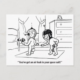 Lek in ruimtepak, Humoristisch, Antiek Briefkaart
