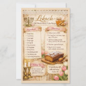 Lekach Oude Wereld Honingcake, Roze Rustieke Boerd (Voorkant)