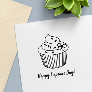 Lekere Cupcake met Glazuur Aangepaste Tekst Zelfinktende Stempel