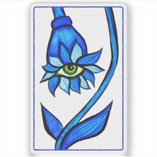 Lekige oogkleerkunst in blauw sticker
