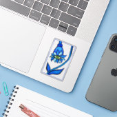 Lekige oogkleerkunst in blauw sticker (Laptop met iPhone)