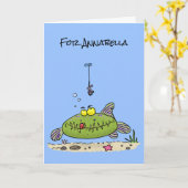 Lekige visachtige cartoon kaart (Gele Bloem)