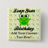 Lekjaardag, stekkikker vierkante button 5,1 cm (Voorkant)