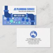 Lekkende Blauwe Pijp Waterdruppels Loodgieterscont Visitekaartje (Voorkant / Achterkant)