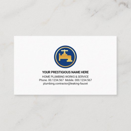 Lekkende gouden kraan loodgieter visitekaartje (Achterkant)