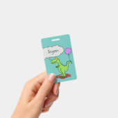 Lekkende groene, grappige drakendraak-cartoon badge (Handheld)