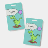 Lekkende groene, grappige drakendraak-cartoon badge (Voor- en achterkant)