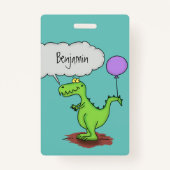 Lekkende groene, grappige drakendraak-cartoon badge (Achterkant)