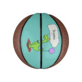 Lekkende groene, grappige drakendraak-cartoon basketbal (Verticaal)