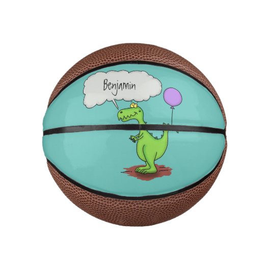 Lekkende groene, grappige drakendraak-cartoon basketbal (Voorkant)