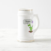 Lekkende groene, grappige drakendraak-cartoon bierpul (Voorkant rechts)