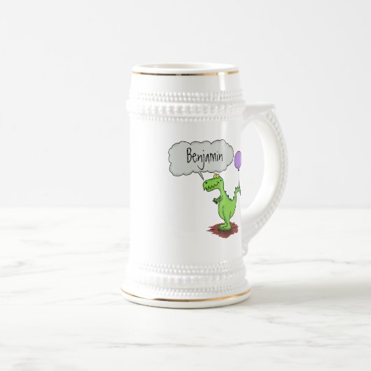 Lekkende groene, grappige drakendraak-cartoon bierpul (Voorkant rechts)