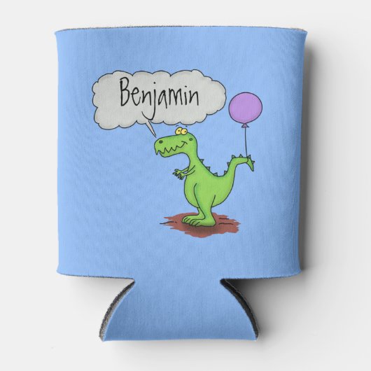 Lekkende groene, grappige drakendraak-cartoon blikjeskoeler (Voorkant)