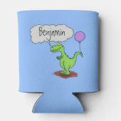 Lekkende groene, grappige drakendraak-cartoon blikjeskoeler (Achterkant)