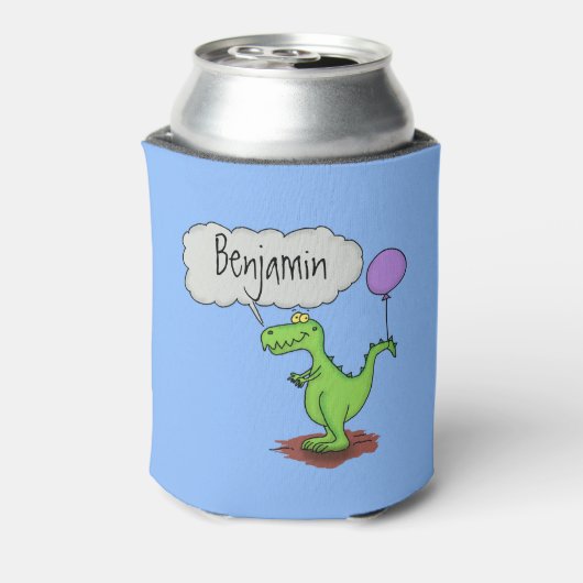 Lekkende groene, grappige drakendraak-cartoon blikjeskoeler (Blikje Achterkant)