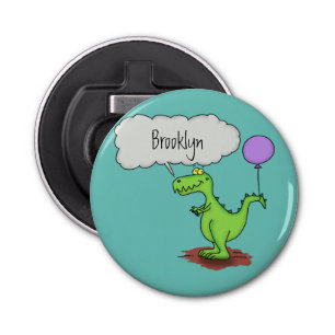 Lekkende groene, grappige drakendraak-cartoon button flesopener