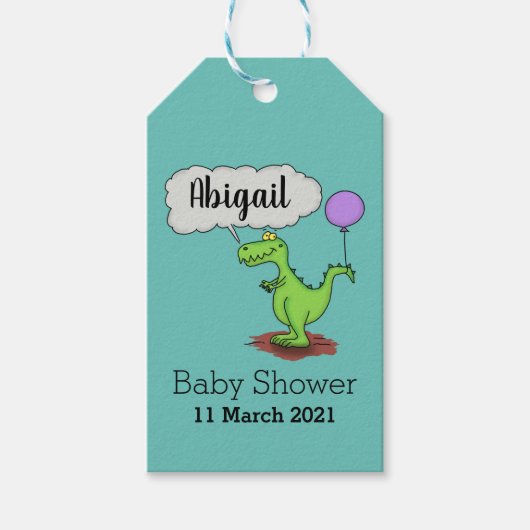 Lekkende groene, grappige drakendraak-cartoon cadeaulabel (Voorkant)