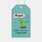 Lekkende groene, grappige drakendraak-cartoon cadeaulabel (Achterkant)