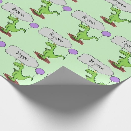 Lekkende groene, grappige drakendraak-cartoon cadeaupapier (Hoek)