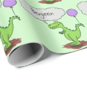 Lekkende groene, grappige drakendraak-cartoon cadeaupapier (Rol Hoek)