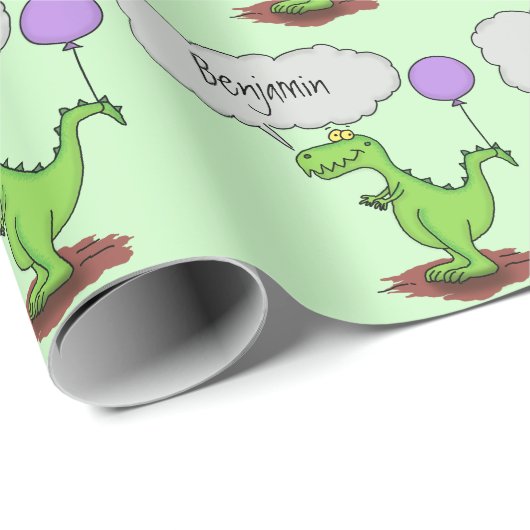 Lekkende groene, grappige drakendraak-cartoon cadeaupapier (Rol Hoek)