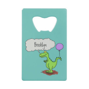 Lekkende groene, grappige drakendraak-cartoon creditkaart flessenopener