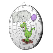 Lekkende groene, grappige drakendraak-cartoon dartbord (Voorkant Rechts)