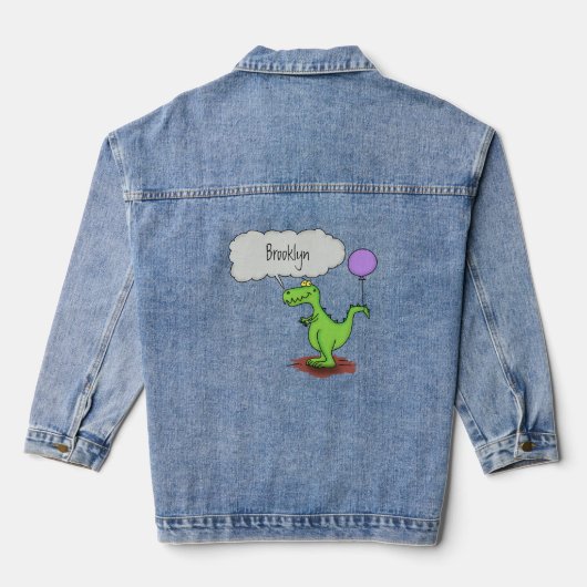 Lekkende groene, grappige drakendraak-cartoon denim jacket (Achterkant)