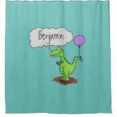 Lekkende groene, grappige drakendraak-cartoon douchegordijn (Voorkant)