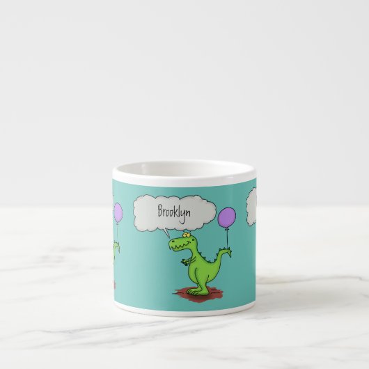 Lekkende groene, grappige drakendraak-cartoon espresso kop (Voorkant)