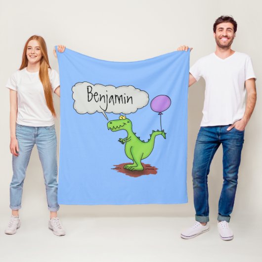 Lekkende groene, grappige drakendraak-cartoon fleece deken (In situ)