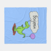 Lekkende groene, grappige drakendraak-cartoon fleece deken (Voorkant (Horizontaal))