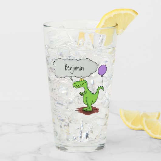 Lekkende groene, grappige drakendraak-cartoon glas (Achterkant ijs)