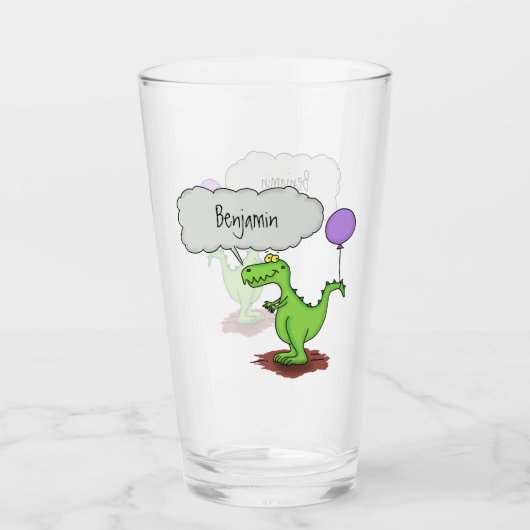 Lekkende groene, grappige drakendraak-cartoon glas (Voorkant)